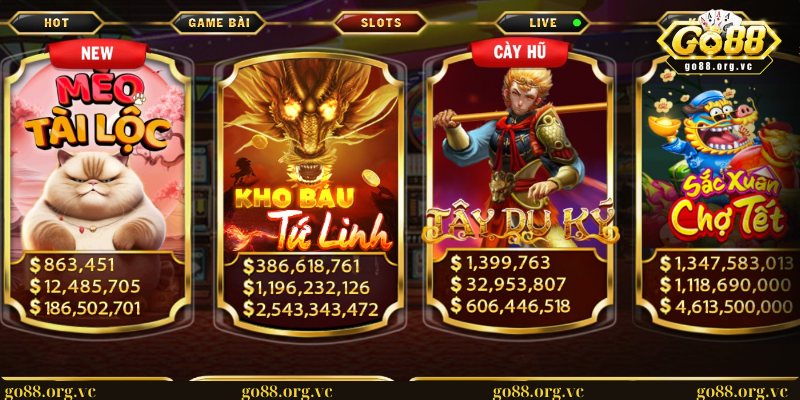 Game Go88 - Địa chỉ cá cược uy tín số 1 thị trường năm 2025 3 Trò chơi nổ hũ tại Go88 với giao diện bắt mắt, lối chơi thú vị